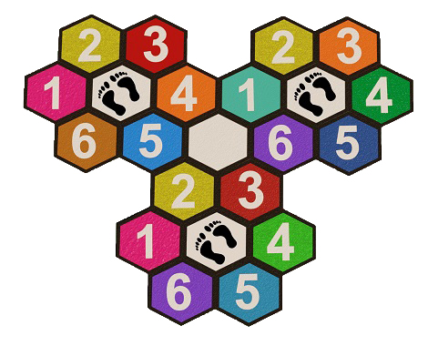 61500 - 10 Kauçuk Karo Altıgen Seksek Oyun Takımı(Özel Seri /Renkli)